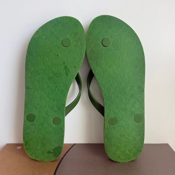 Coach Green/White Polka Dot Women Flip Flops Slides- SZ 7/8 - Picture 9 of 10